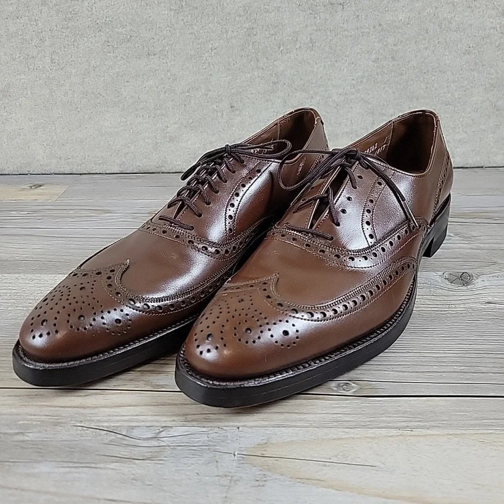 Allen Edmonds Mens Shoes 10 4A AAAA Wingtip Brown Oxford 6375 Brogue Super Slim